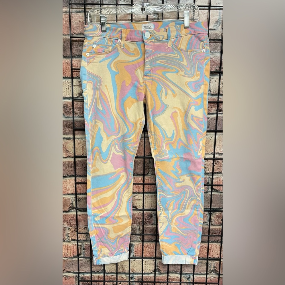 Hudson Crop Harkin Super Skinny with cuff tie dyed jeans size 30